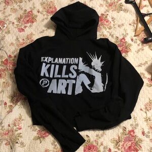 Black Graphic Hoodie with White Print